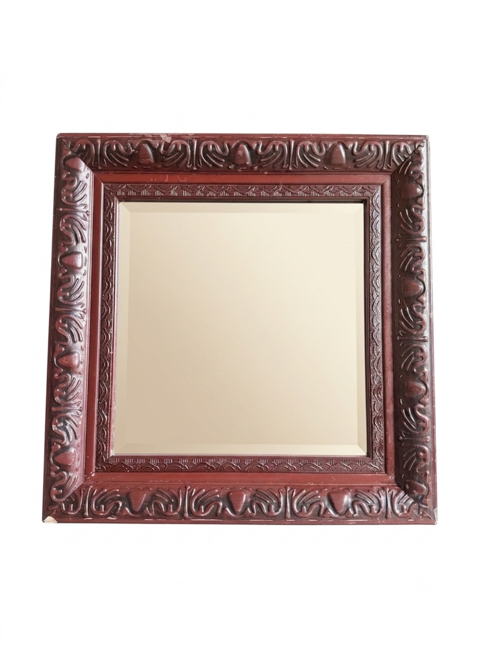 Classic Carved Square Wall Mirror - Brown